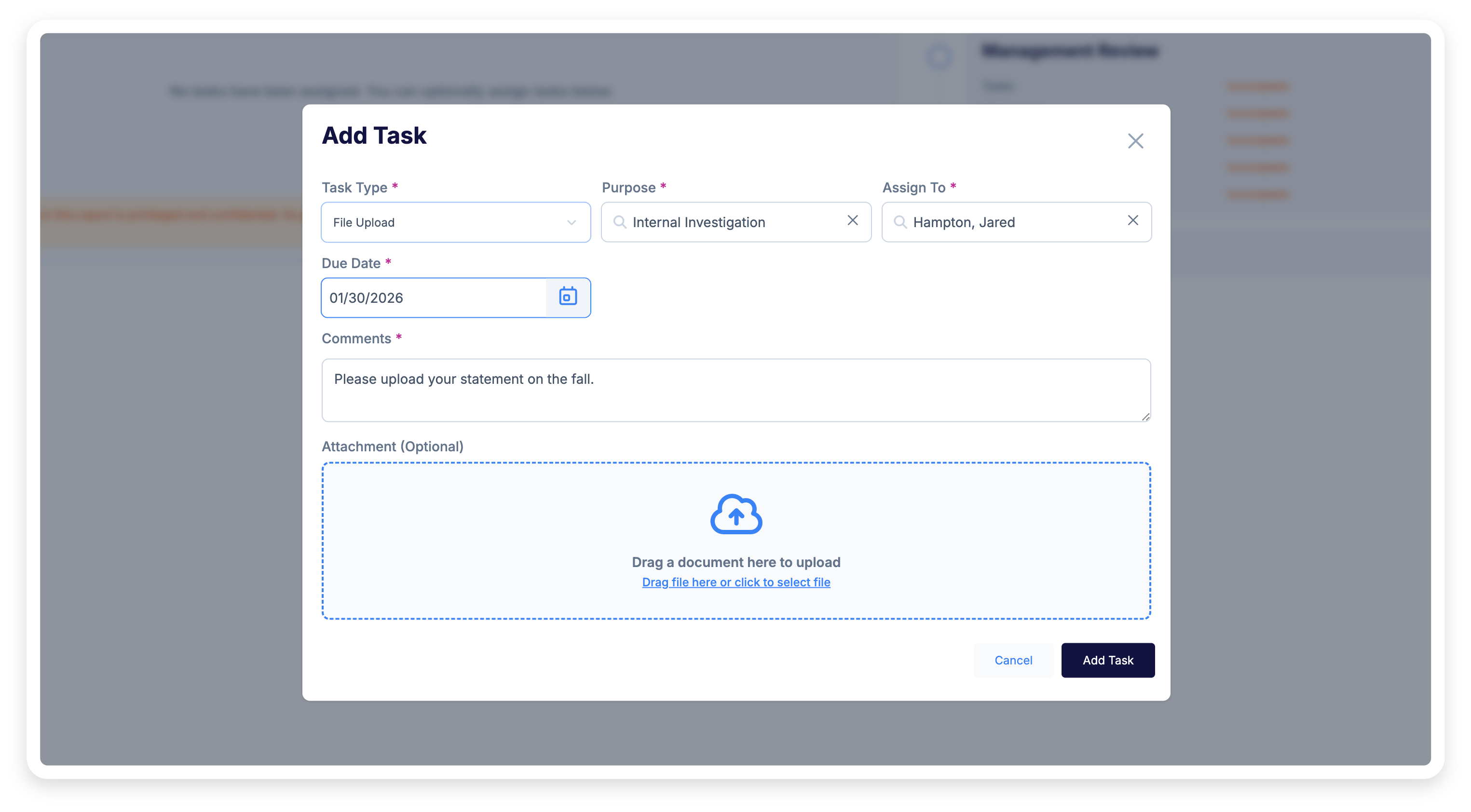 Incident Task Reporting